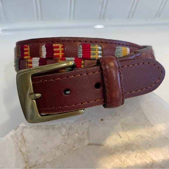 Vintage Accessories - Woven Ripcord Leather Belt Multi-Color Small/Medium
